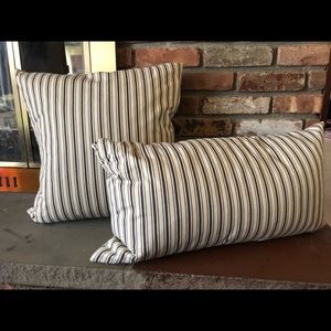 Black and ivory Striped Throw Pillows